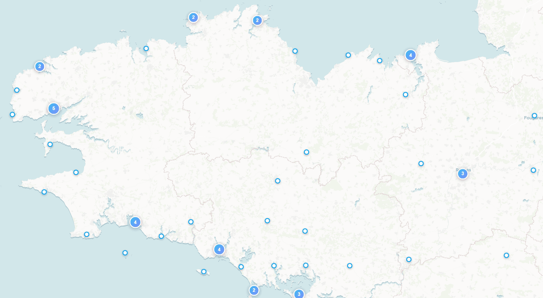 Carte des centres de plongée référencés sur DivingQuest